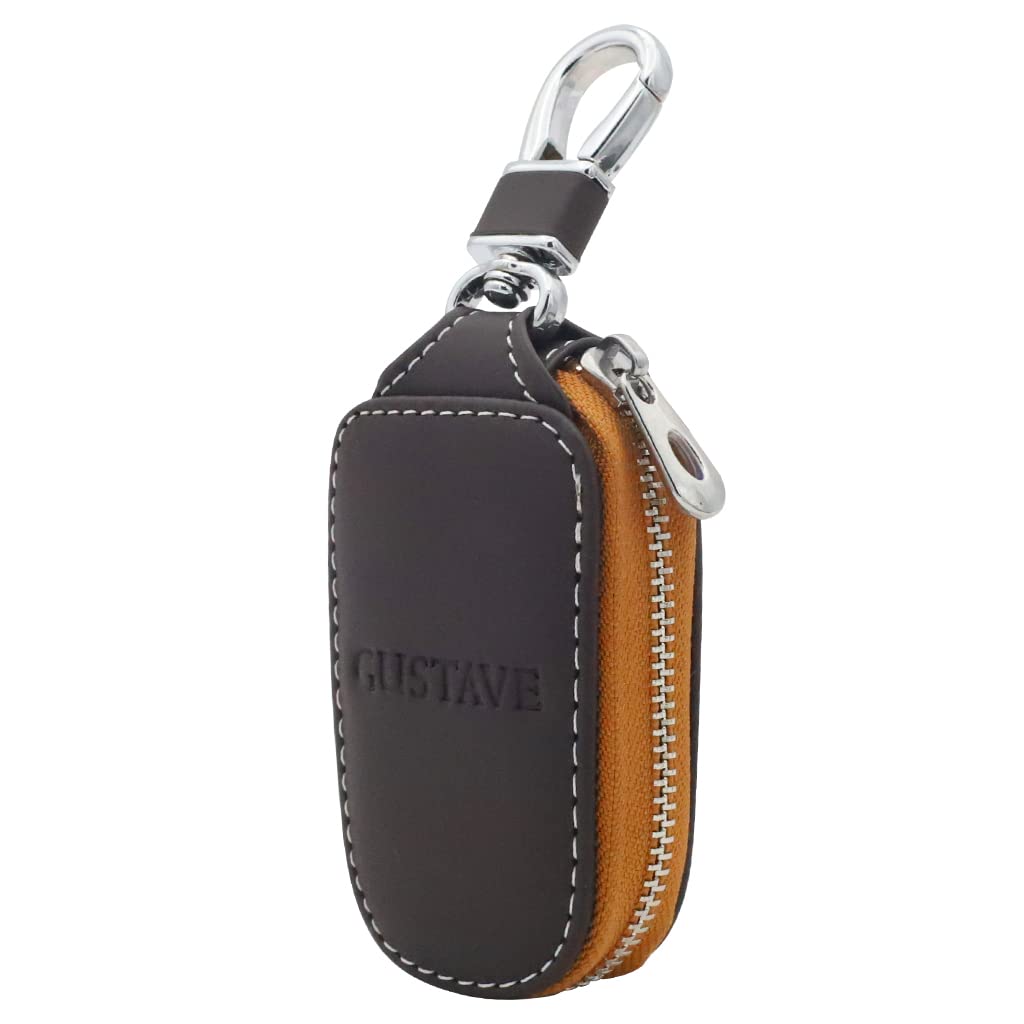 GUSTAVE Car Key Case, Smart Car Key Cover Protection PU Leather Car Key Chain Bag Car Smart Keychain Coin Holder Auto Remote Keyring Wallet (Brown) GUSTAVE Car Key Case, Smart Car Key Cover Protection PU Leather Car Key Chain Bag Car Smart Keychain Coin Holder Auto Remote Keyring Wallet (Brown)